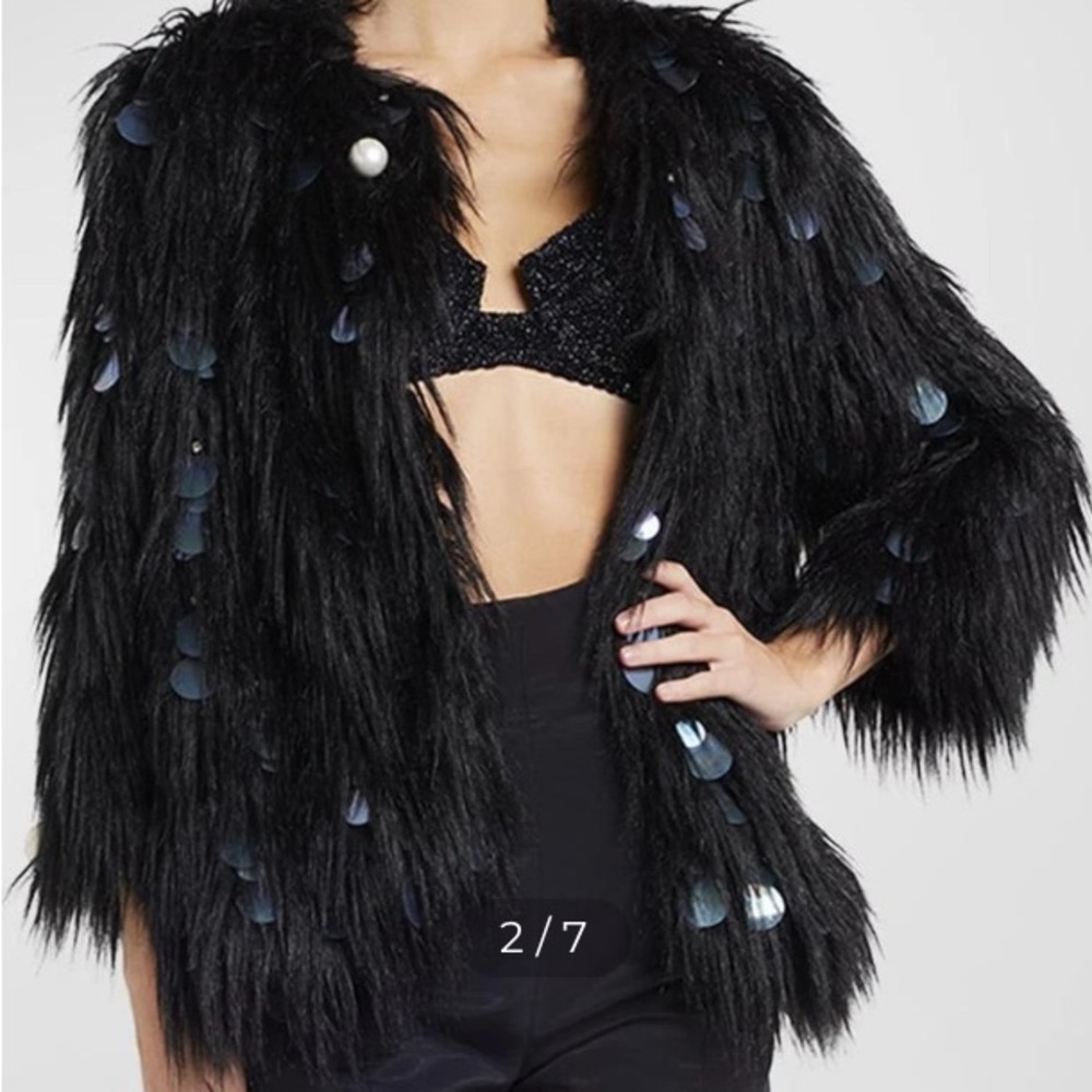 Alabama Muse Women’s Black Embellished Faux Fur Jacket. Brand New S. $1795. 4